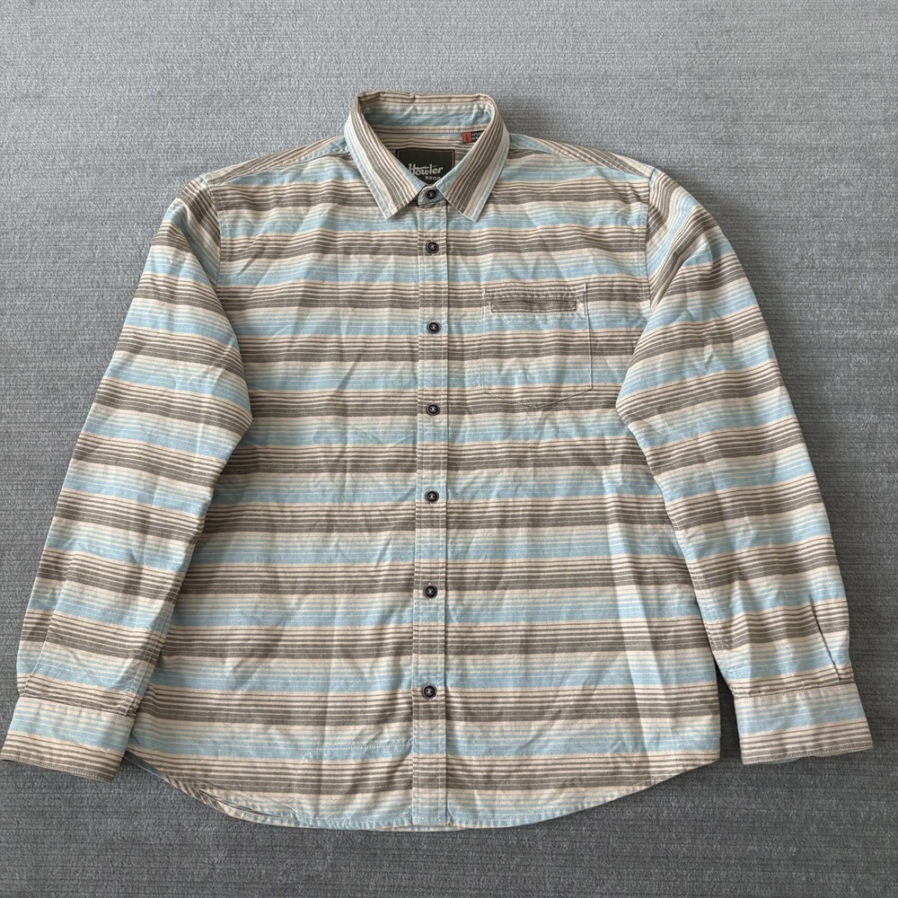 Howler Bros Striped Button Down Shirt Mens Large‎ EnfieldCasual Resort Pocket